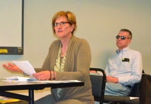 Jefferson County Department of Community Development Associate Planner Colleen Zmolek presents the Planning Commissions recommendations about marijuana businesses to county commissioners Thursday.  Charlie Bermant/Peninsula Daily News ()
