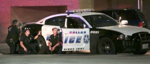 Dallas police respond after shots were fired during a protest over recent fatal shootings by police in Louisiana and Minnesota on Thursday