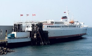 A tractor-trailer emerges from the MV Coho during a stop in Port Angeles. Photo by Keith Thorpe/Peninsula Daily News