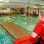 Lifeguard Natalie Lidback oversees an aquatic exercise class at William Shore Memorial Pool in Port Angeles on Wednesday. (Keith Thorpe/Peninsula Daily News)