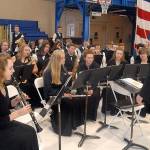 The Port Angeles High School concert band under the direction of Doug Gailey performs interlude music at Saturdays Veterans Day ceremony in Port Angeles. (Keith Thorpe/Peninsula Daily News)