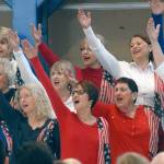 In honor of Veterans Day, members of the Grand Olympic Chorus of Sweet Adelines International perform a series of patriotic songs on Veterans Day in Port Angeles. (Keith Thorpe/Peninsula Daily News)