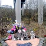 A memorial to Stephanie Diane Caldwell sits below the West Eighth Street bridge of Valley Creek. Caldwell, who was 21 at the time, jumped to her death at the spot Oct. 11, 2014. (Keith Thorpe/Peninsula Daily News)