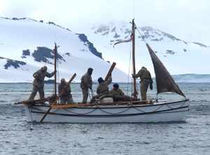 Shackleton Epic adventurers aboard their boat leave Elephant Island. The Associated Press