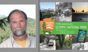 Tim McNulty and the cover of Peninsula Daily News' special section on Olympic National Park's 75th anniversary