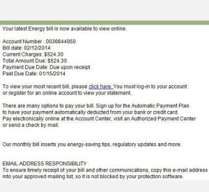 The above is an example of a utility bill scam email.