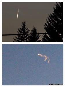 Two photos of the fireball published by The Huffington Post B.C. www.huffingtonpost.ca