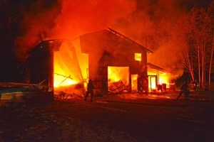The Little River Road shop fully engulfed in flames last night. Jay Cline