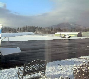 Snow dusts the grounds of Jefferson County International Airport shortly after daybreak — snow
