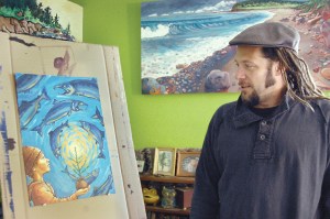 Jesse Joshua Watson with his recently completed work