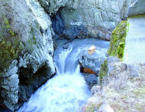 A screen grab from the remains of Glines Canyon Dam on Saturday morning. Olympic National Park