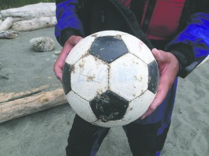 A soccer ball from a club in Otsuchi