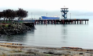 Hollywood Beach is deserted Saturday after Port Angeles officials have warned people away from the waters of Port Angeles Harbor after recent rains overwhelmed the stormwater system