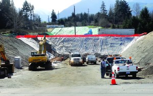 Excavation continues on an underpass beneath U.S. Highway 101 in the Deer Park area east of Port Angeles on Thursday. Keith Thorpe/Peninsula Daily News
