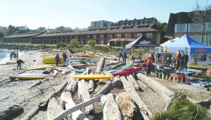 Kayaks line Hollywood Beach in Port Angeles during the 2012 Kayak Symposium. Keith Thorpe/Peninsula Daily News