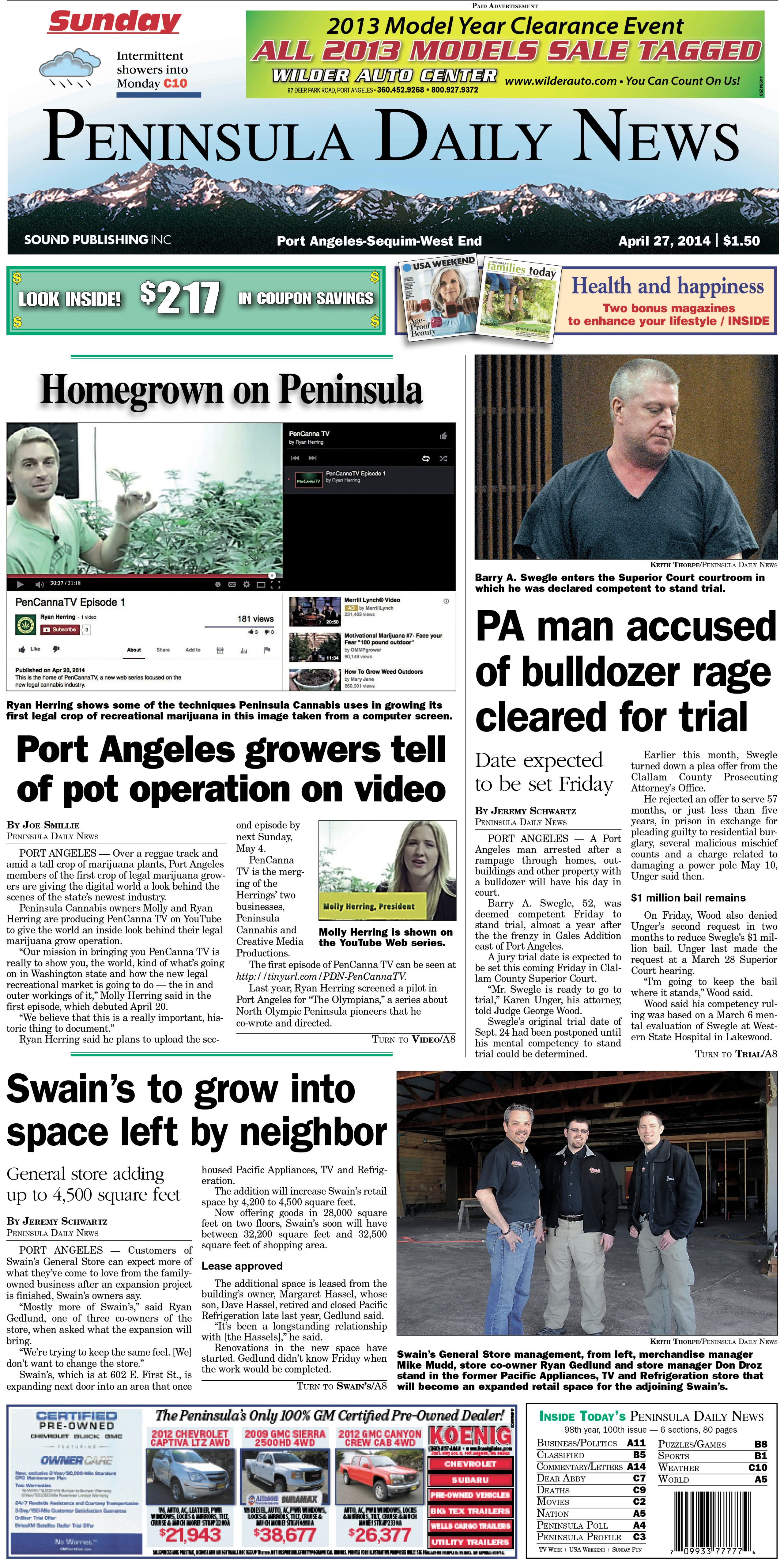 Today's PDN front page for our Clallam County readers.