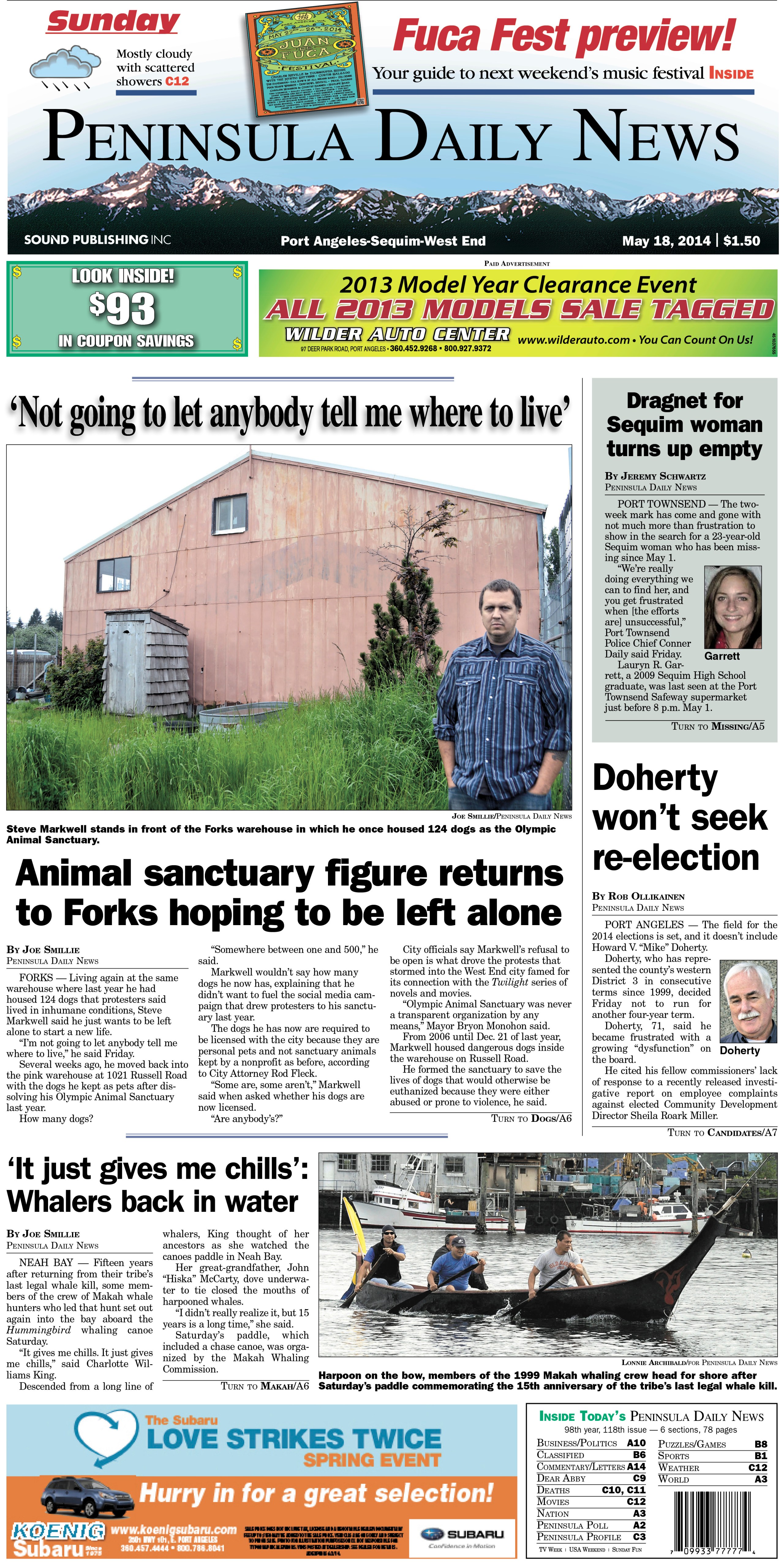 PDN's front page for today's Clallam County readers.