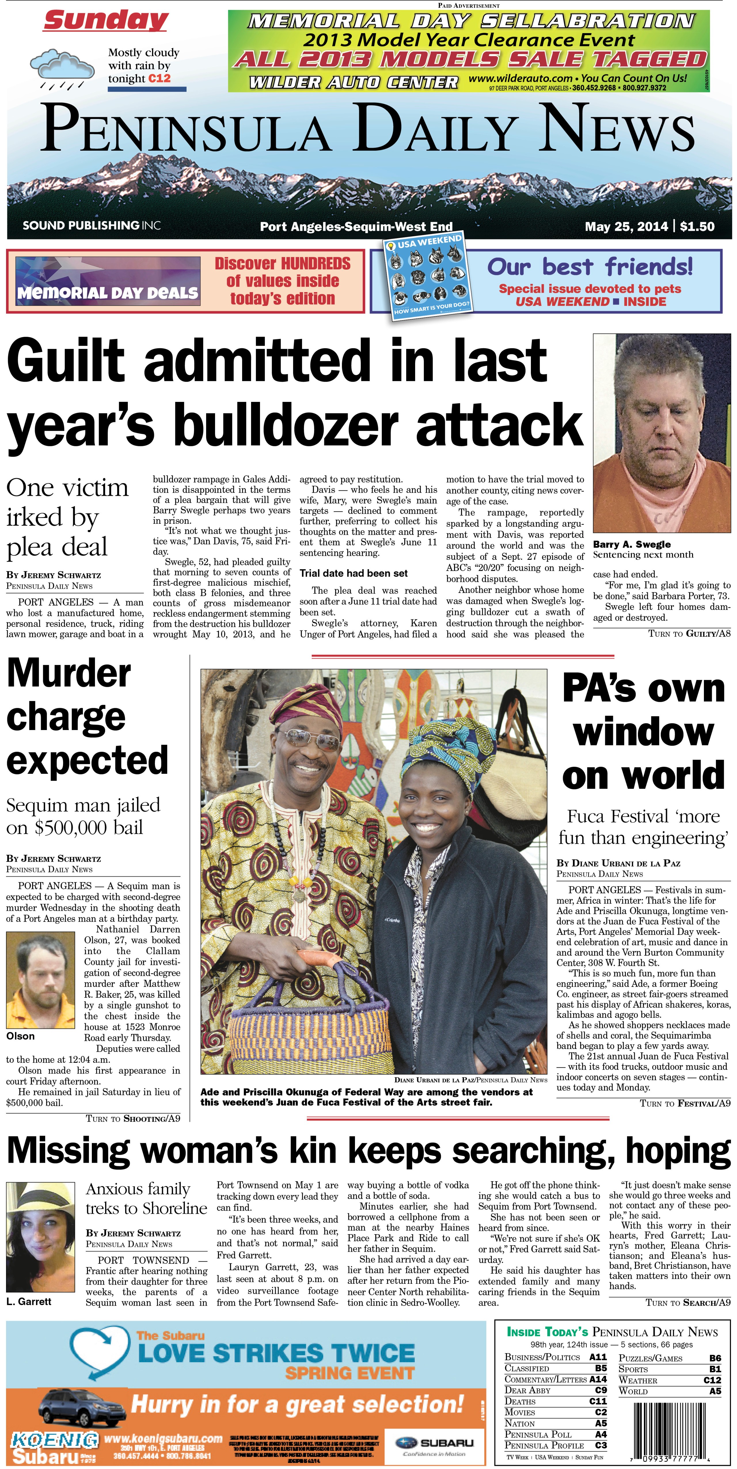 PDN's front page for today's Clallam County readers.