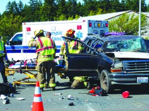 Emergency personnel attend to Jake Bonifazio