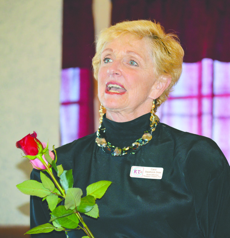 Carol Swarbrick Dries praised her fellow cast members when accepting the Dewey Award for Best Ensemble in “The Shadow Box