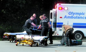 Emergency workers assist Amy Critchfield