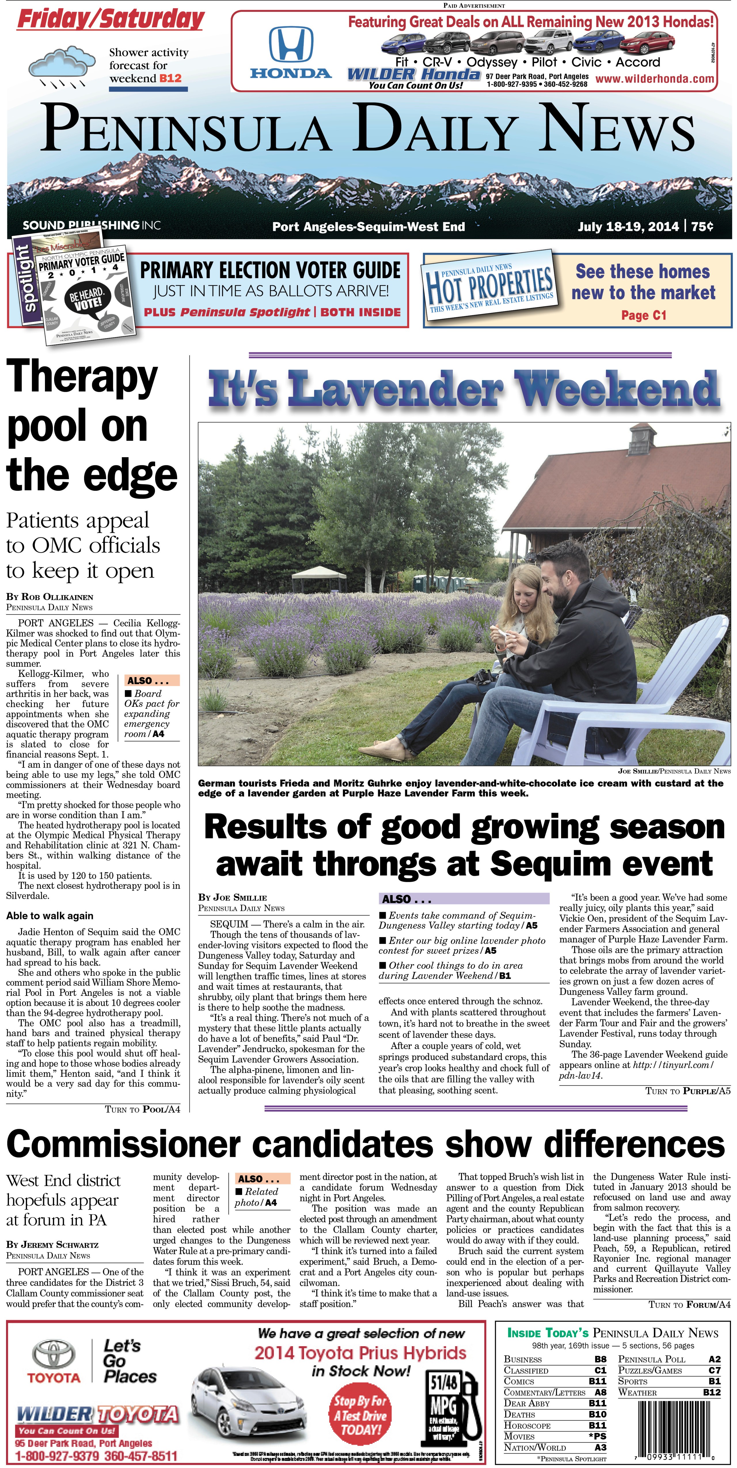PDN's front page for today's Clallam County readers. There's more inside that isn't online!