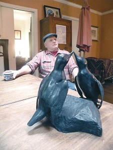 Seattle artist Tony Angell with “Courting Guillemots