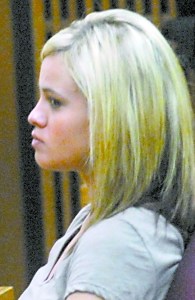 Amber Steim at a court hearing earlier this year. Peninsula Daily News