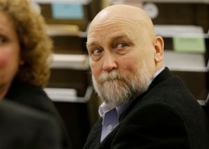 Darold Stenson glances around the courtroom during the first day of testimony in his retrial Monday. Ted S. Warren/The Associated Press