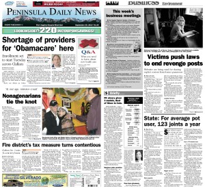 Today's PDN for our Clallam County readers. Jefferson County readers have an edition tailored just for them. Also shown: Sunday's business page