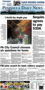 Today's front page tailored for the PDN's readers in Clallam County. There's more inside that isn't online!