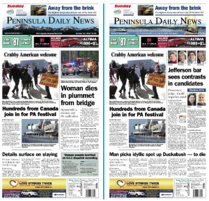 Here are today's Clallam and Jefferson front pages — news tailored to your community. There's more inside that isn't online!