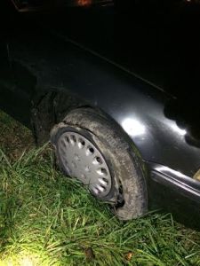 A tire flattened by a spike strip helped to end a high-speed chase early this morning