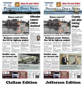 Here are today's Clallam County and Jefferson County front pages — news tailored to your community. There's more inside that isn't online!