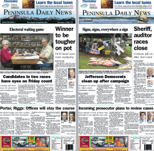 Here are today's front pages for our Clallam County and Jefferson County readers — news tailored to your community. There's more inside that isn't online!