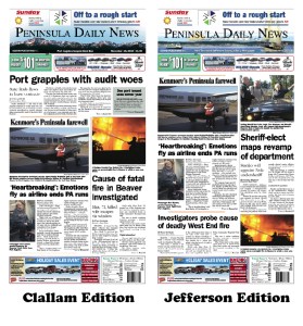 Here are today's front pages for our Clallam County and our Jefferson County readers — news tailored to your community. There's more inside that isn't online!