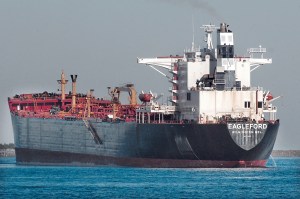 The newly renamed Eagleford leaves Port of Port Angeles Terminal 1 for an anchorage in Port Angeles Harbor on Friday. Keith Thorpe/Peninsula Daily News