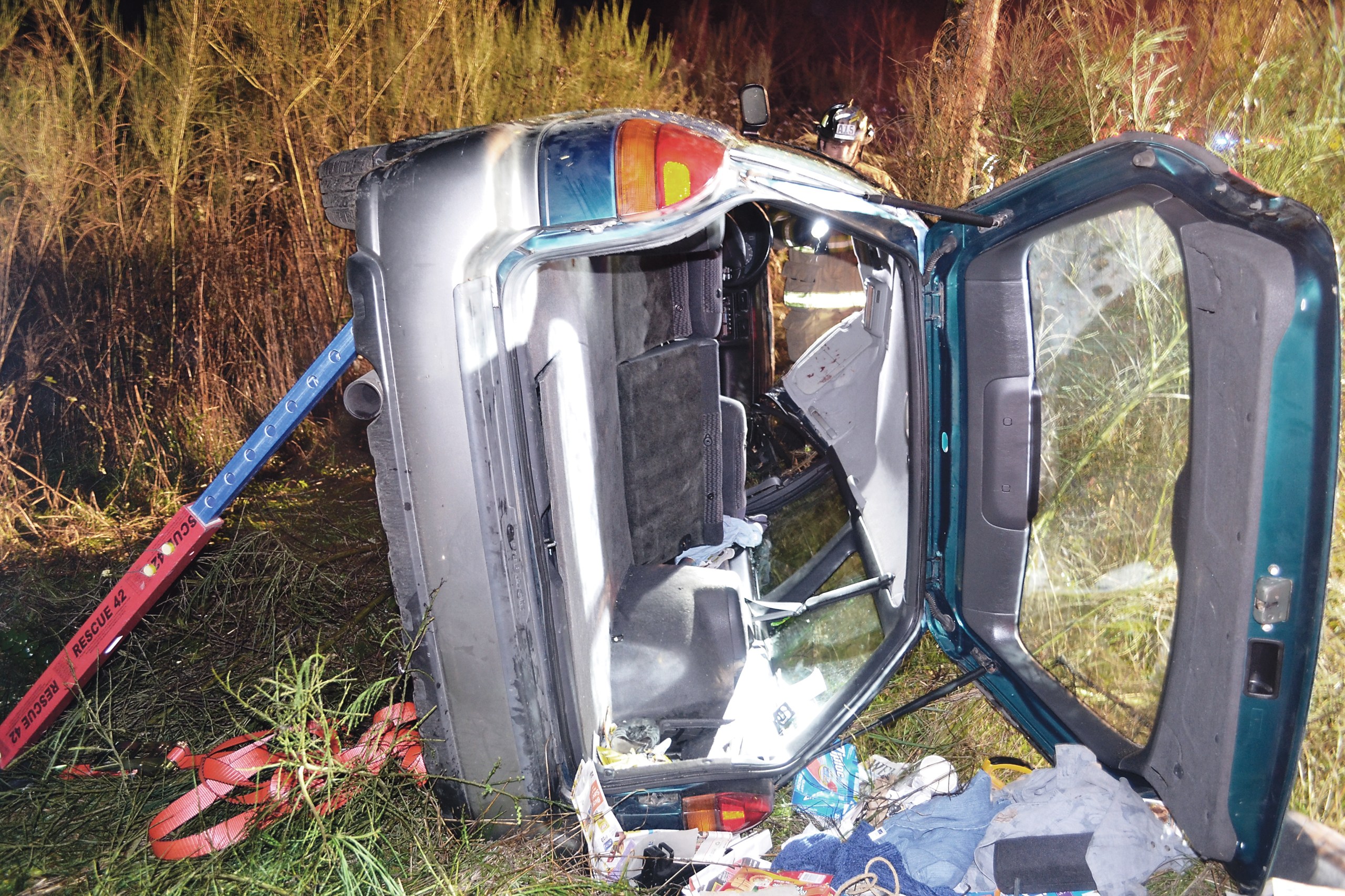 A 60-year old Port Hadlock woman was transported to a Bremerton hospital with injuries after a single-car accident. Bill Beezley/East Jefferson Fire-Rescue