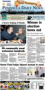 Today's front page tailored for the PDN's readers in Clallam County. There's more inside that isn't online!