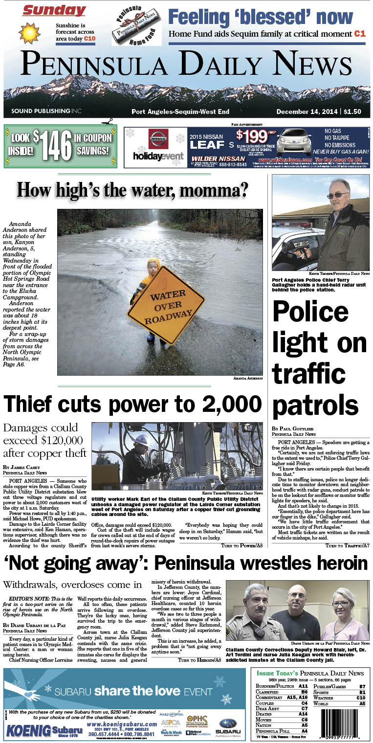 Here is today's front page for our Clallam County readers — news tailored to your community. There's more inside that isn't online!