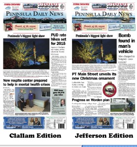 Here are today's front pages for our Clallam and Jefferson readers — news tailored to your community. There's more inside that isn't online!