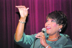 Debbie Wooten on stage at Peninsula College.  -- Photo by Diane Urbani de la Paz/Peninsula Daily News