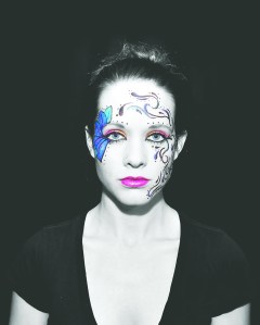 Artist Marjorie Newberg will show face-painting tonight at the Second Friday Art Rock party at Bar N9ne in Port Angeles.
