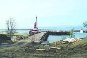 The first phase of work on Neah Bays commercial dock is about halfway completed.  Joe Smillie/Peninsula Daily News