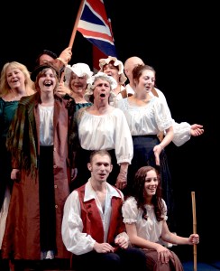 The cast of “Forbidden Broadway's Greatest Hits” pokes fun at “Les Miserables” — and many other musicals — at the Port Angeles Community Playhouse.  — Photo by Diane Urbani de la Paz/Peninsula Daily News