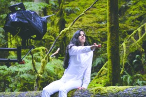 Lindsi Dec of the Pacific Northwest Ballet dances on the Marymere Falls trail at Lake Crescent during filming for a segment of “Face of America