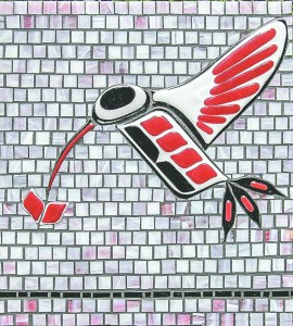 Monica McAlister's hummingbird is part of the Northwest Indian College show at Peninsula College's Longhouse Art Gallery. A reception with the artists is open to the public Thursday afternoon.