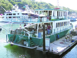 The 85-foot Northern Legacy sits moored at the Port Angeles Boat Haven fuel dock Tuesday night before she left for her summer job in Alaska.  -- Photo by David G. Sellars/for Peninsula Daily News