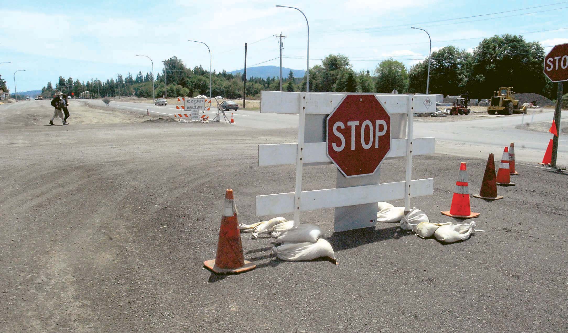The intersection of U.S. Highway 101 and Dryke Road west of Sequim will be closed to traffic today for paving as part of an ongoing highway-widening project.  Keith Thorpe/Peninsula Daily News