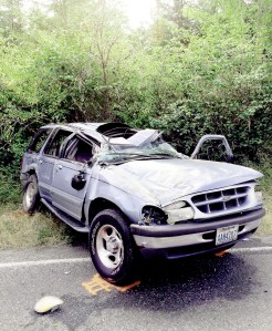 The 1998 Ford Explorer after it overturned several times on River Road southwest of Sequim. Clallam County Sheriffs Office photo